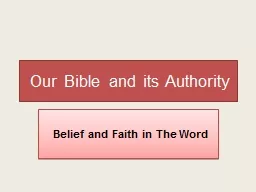 Our Bible and its Authority
