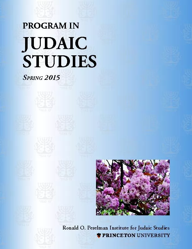 PROGRAM IN JUDAIC STUDIES 2015