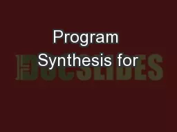 Program Synthesis for