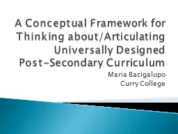 A Conceptual Framework for Thinking about/Articulating Univ