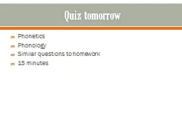 Quiz tomorrow