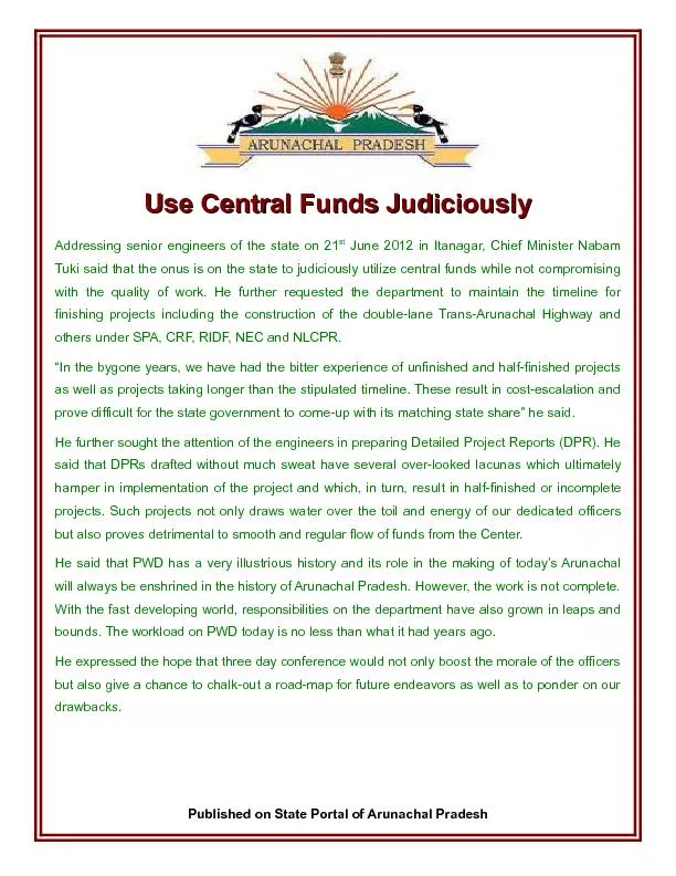 Use Cen܈al Funds Judiciously