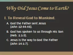 Why Did Jesus Come to Earth?