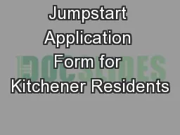 Jumpstart Application Form for Kitchener Residents