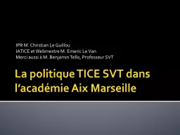 La politique TICE SVT dans l’académie Aix Marseille