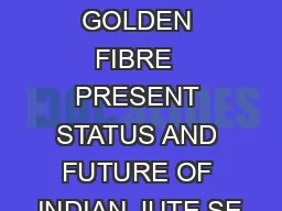 1  JUTE, THE GOLDEN FIBRE  PRESENT STATUS AND FUTURE OF INDIAN JUTE SE