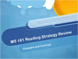 MS 181 Reading Strategy Review