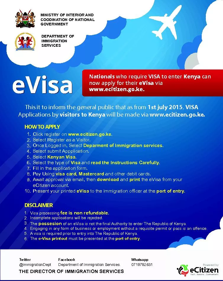 This it to inform the general public that as from Applications by visi