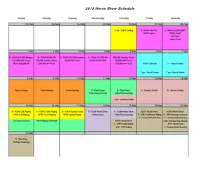 Horse Show Schedule Sunday Monday Tuesday Wednesday T