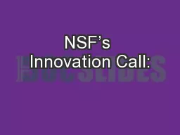 NSF’s Innovation Call:
