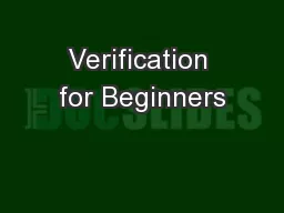 Verification for Beginners