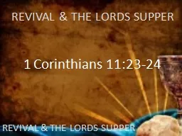 REVIVAL & THE LORDS SUPPER