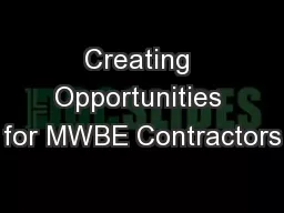 Creating Opportunities for MWBE Contractors