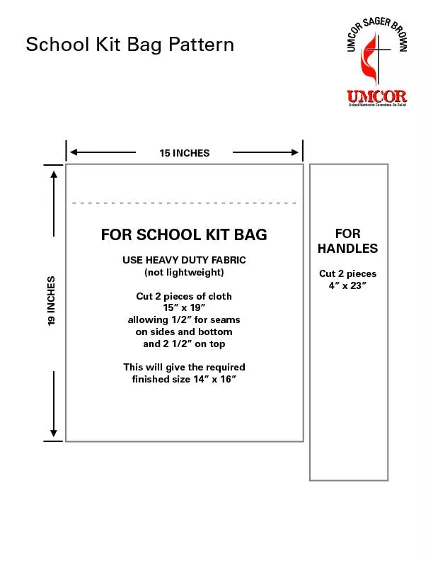 School Kit Bag Pattern