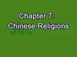 Chapter 7:  Chinese Religions