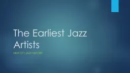 The Earliest Jazz Artists