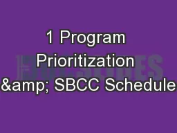 1 Program Prioritization & SBCC Schedule