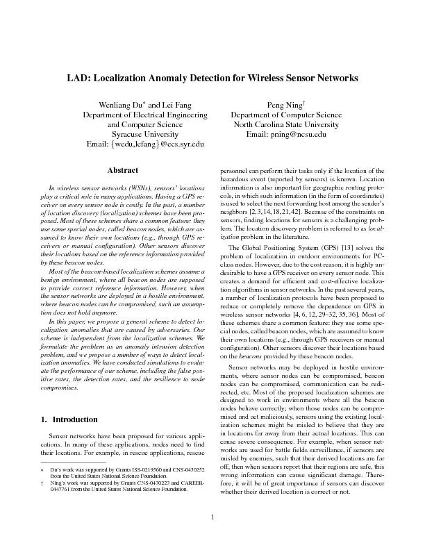 LAD:LocalizationAnomalyDetectionforWirelessSensorNetworksWenliangDuan