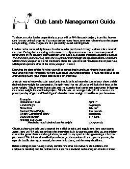 Club Lamb Management Guide