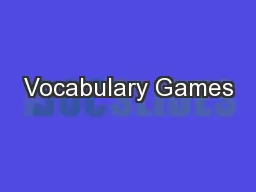 Vocabulary Games