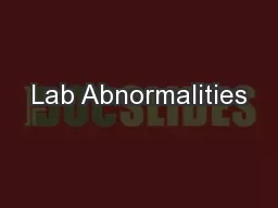 Lab Abnormalities