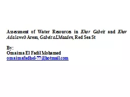 Assessment of Water Resources in