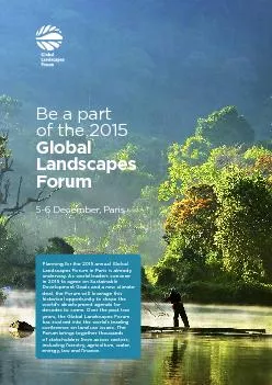 Be a part 2015 Global Landscapes Forum5-6 December, Paris