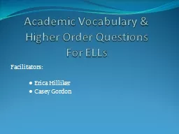 Academic Vocabulary & Higher Order Questions