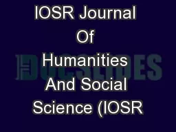 IOSR Journal Of Humanities And Social Science (IOSR