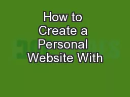 How to Create a Personal Website With