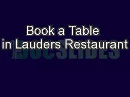 Book a Table in Lauders Restaurant