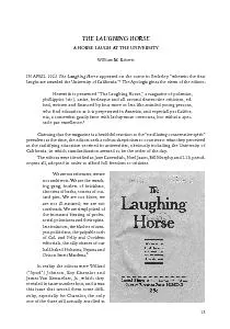 William M. Roberts A HORSE LAUGH AT THE UNIVERSITY
