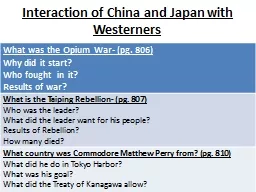 Interaction of China and Japan with Westerners