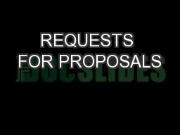 REQUESTS FOR PROPOSALS