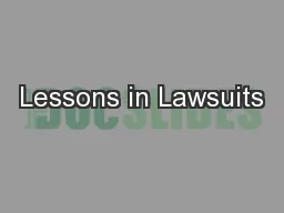 Lessons in Lawsuits