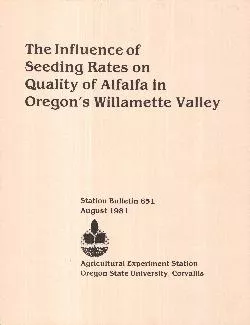The Influence ofSeeding RatesonQuality of Alfalfa inOregon's Willamett