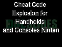 Cheat Code Explosion for Handhelds and Consoles Ninten