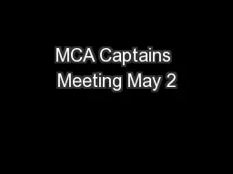 MCA Captains Meeting May 2