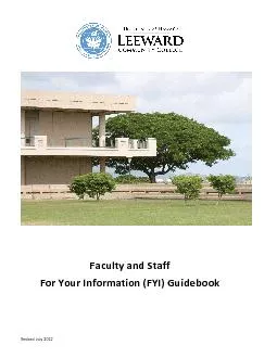 Revised July 2012Faculty and Staffor our nformation (FYI)Guidebook
...
