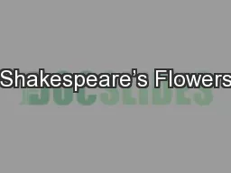 Shakespeare’s Flowers