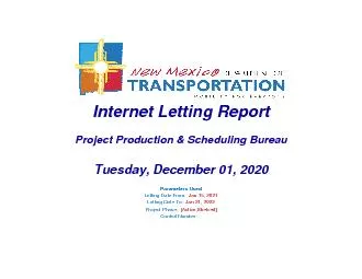 Internet Letting ReportProject Production & Scheduling BureauMonday, J