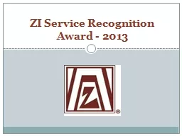 ZI Service Recognition Award - 2013