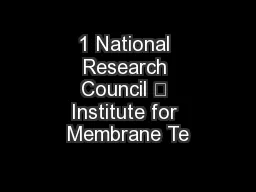 1 National Research Council ‑ Institute for Membrane Te