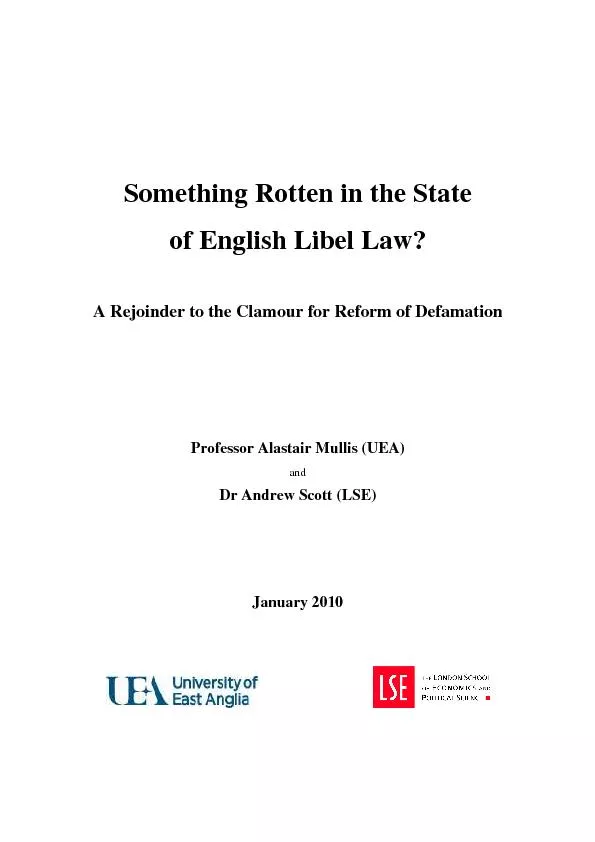 Something Rotten in the State of English Libel Law? A Rejoinder to the