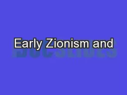 Early Zionism and