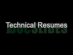 Technical Resumes