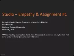 Studio – Empathy & Assignment #1