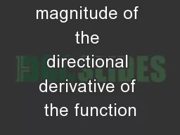 The magnitude of the directional derivative of the function