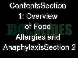 ContentsSection 1: Overview of Food Allergies and AnaphylaxisSection 2