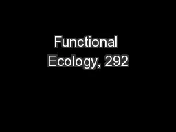 Functional Ecology, 292